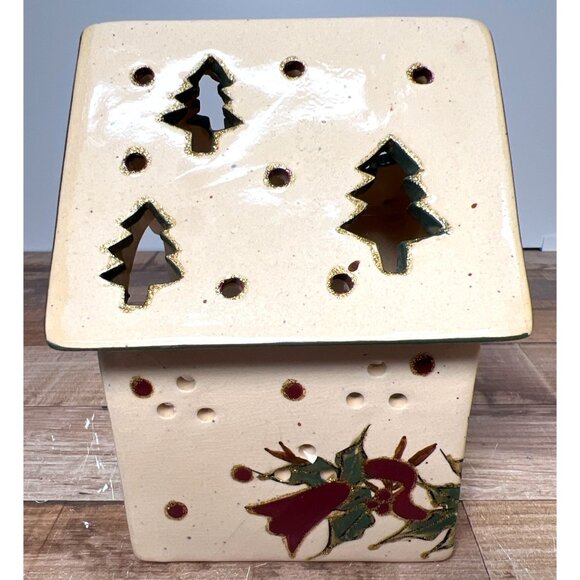 Ceramic Christmas House Tea Light Holder Very Nice - Picture 2 of 6